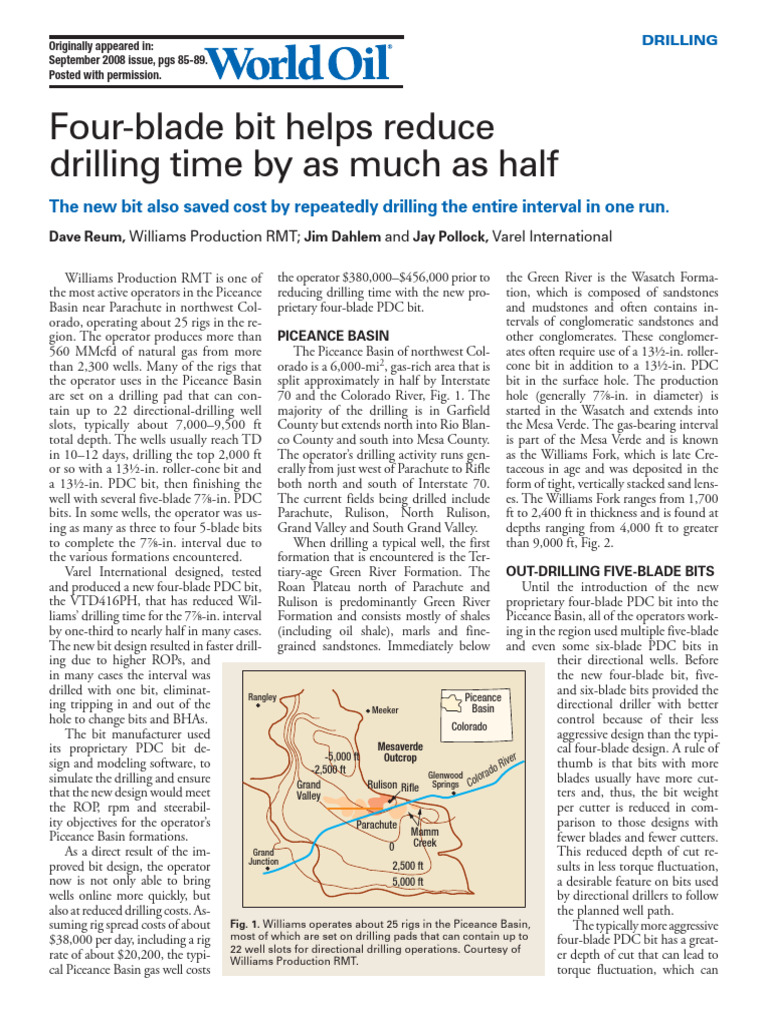 Four-Blade PDC Bit Enhances Drilling Efficiency | PDF | Oil Well | Drill