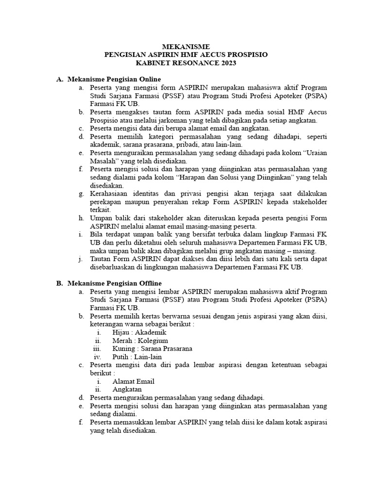 Mekanisme Pengisian ASPIRIN 2023 PDF