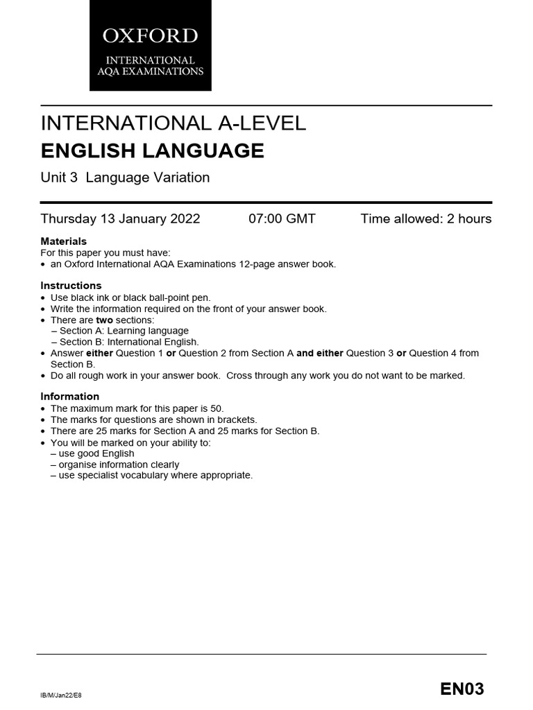 International A-Level: English Language | PDF | Linguistics | Human ...