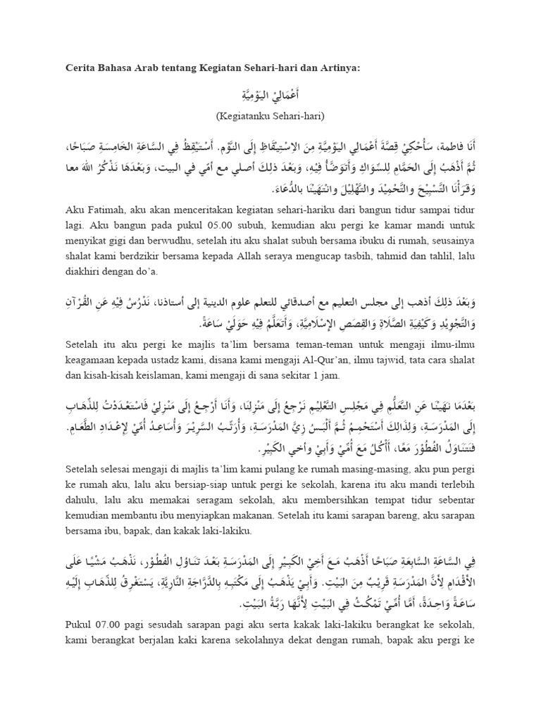 Cerita Bahasa Arab Tentang Kegiatan Sehari | PDF