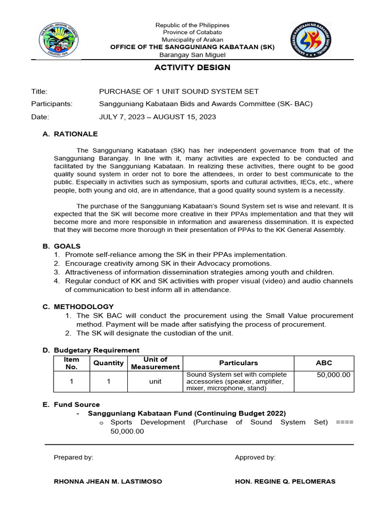 SK Sound System Purchase Proposal | PDF