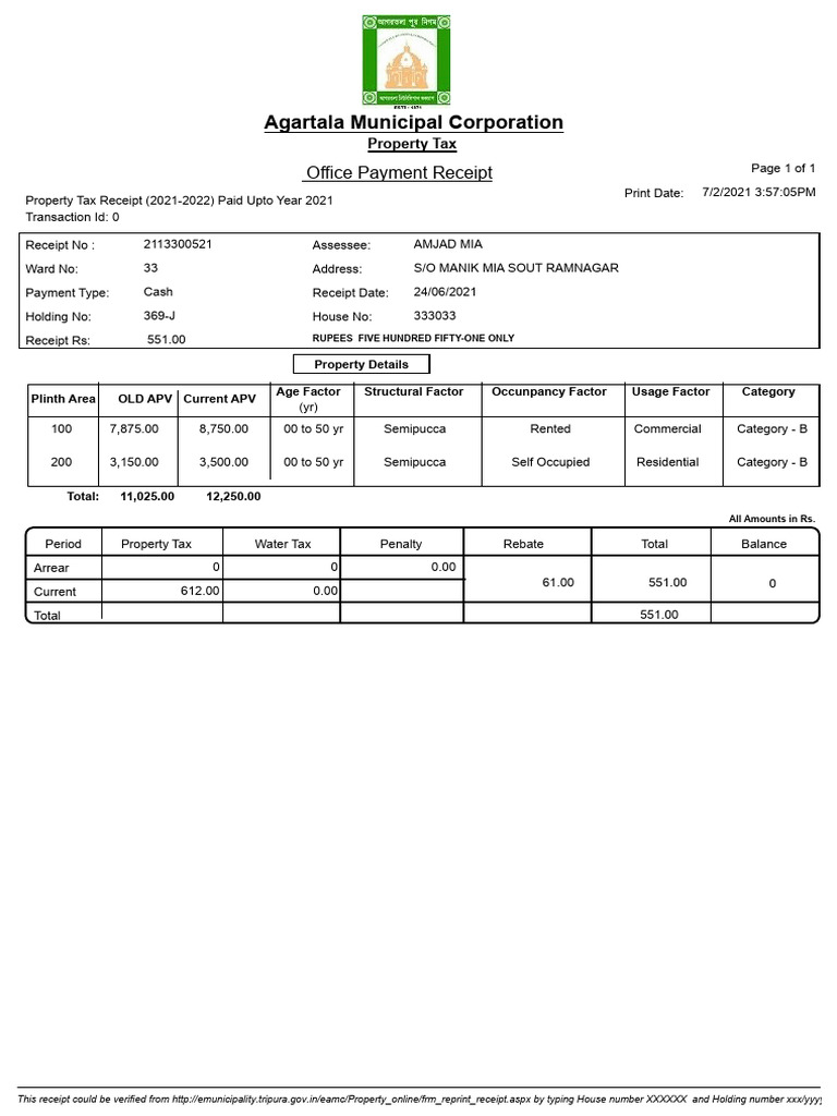 Tax Recipt | PDF | Receipt | Government Finances