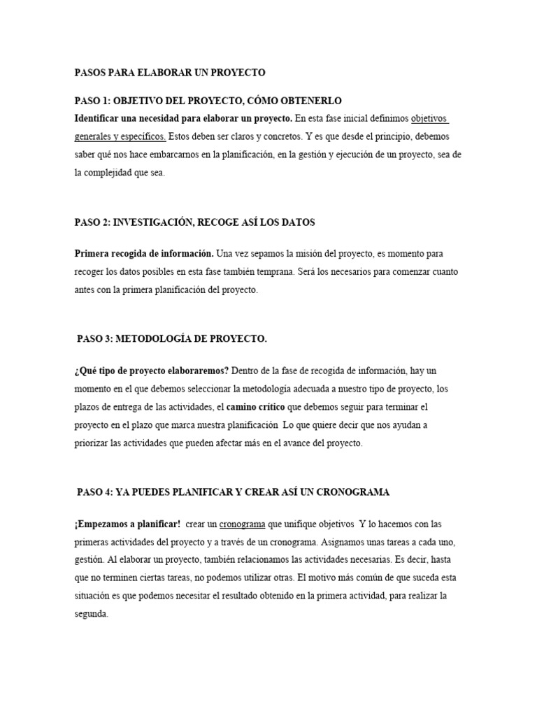 Pasos para Elaborar Un Proyecto | PDF | Planificación