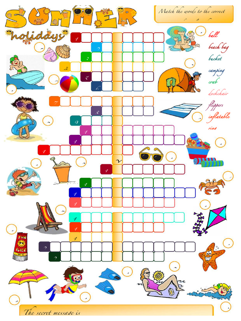 Summer Holidays Crossword Crosswords Fun Activities Games Warmers