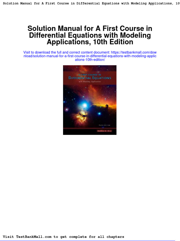 Solution Manual For A First Course in Differential Equations With ...
