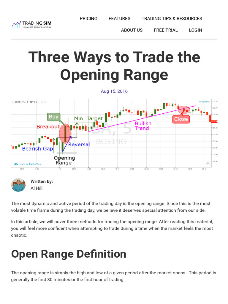 Opening Range | PDF | Market Trend | Day Trading