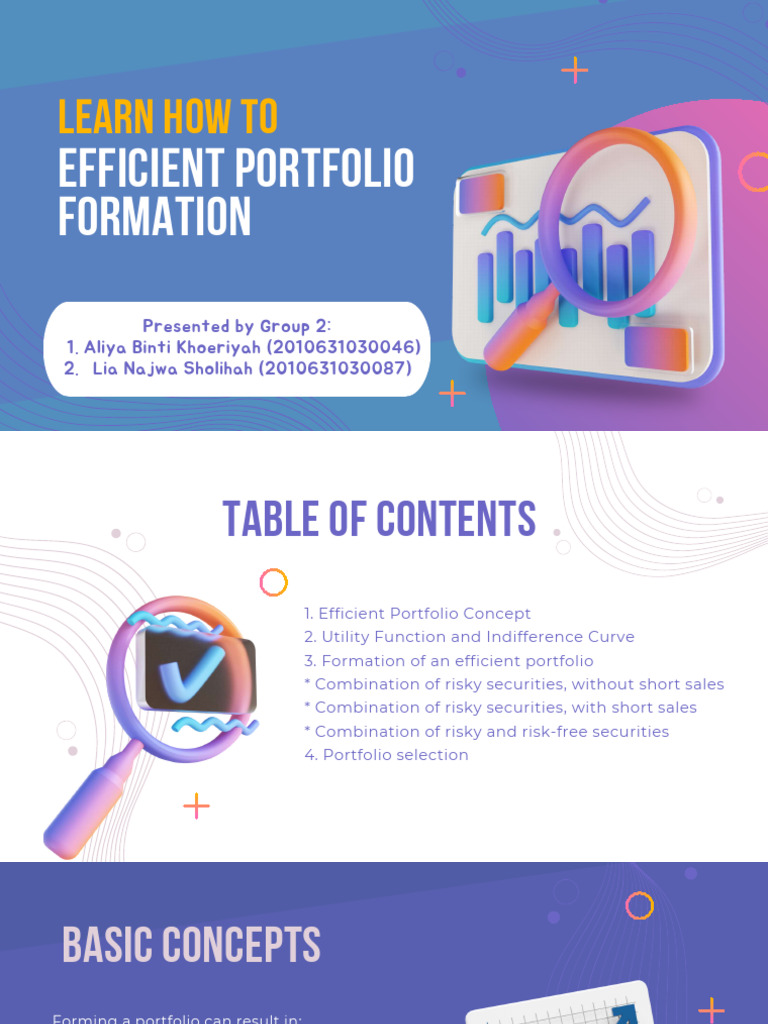 Group 2 Efficient Portfolio Formation PDF Modern Portfolio Theory