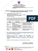 Timeline of Activities For The Application of Special Program For Journalism SPJ For Public Schools