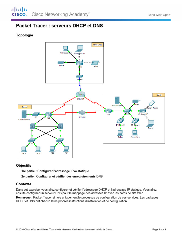 Configuration de DHCP et DNS avec Packet Tracer | PDF | Système de noms ...