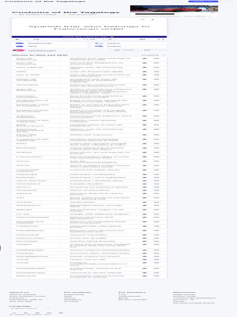 Customs of the tagalogs flashcards quizlet pdf philippines