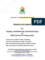 Tender Document For Supply, Installation& Commissioning of CNC Vertical Turning Lathe
