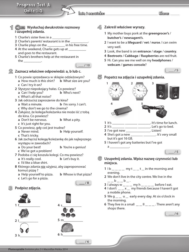 Progress Test Units 1-3 A | PDF