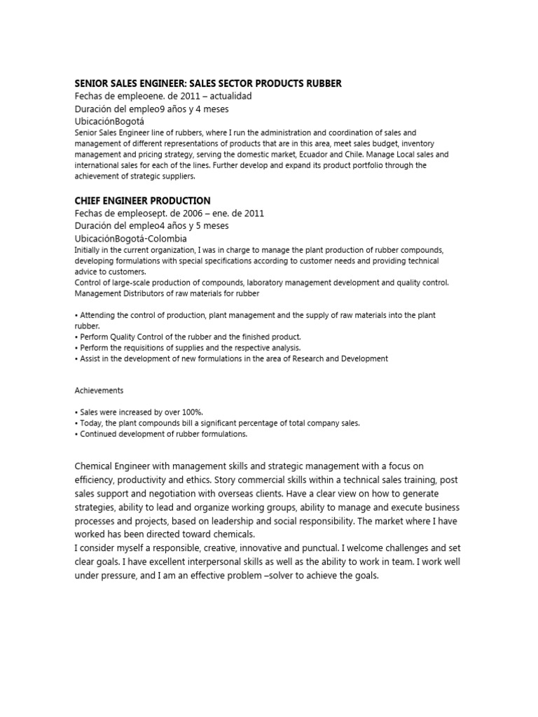 Sales Engineer PDF Sales Business