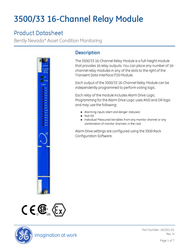 3500/33 16-Channel Relay Module Datasheet | PDF | Relay | High Voltage