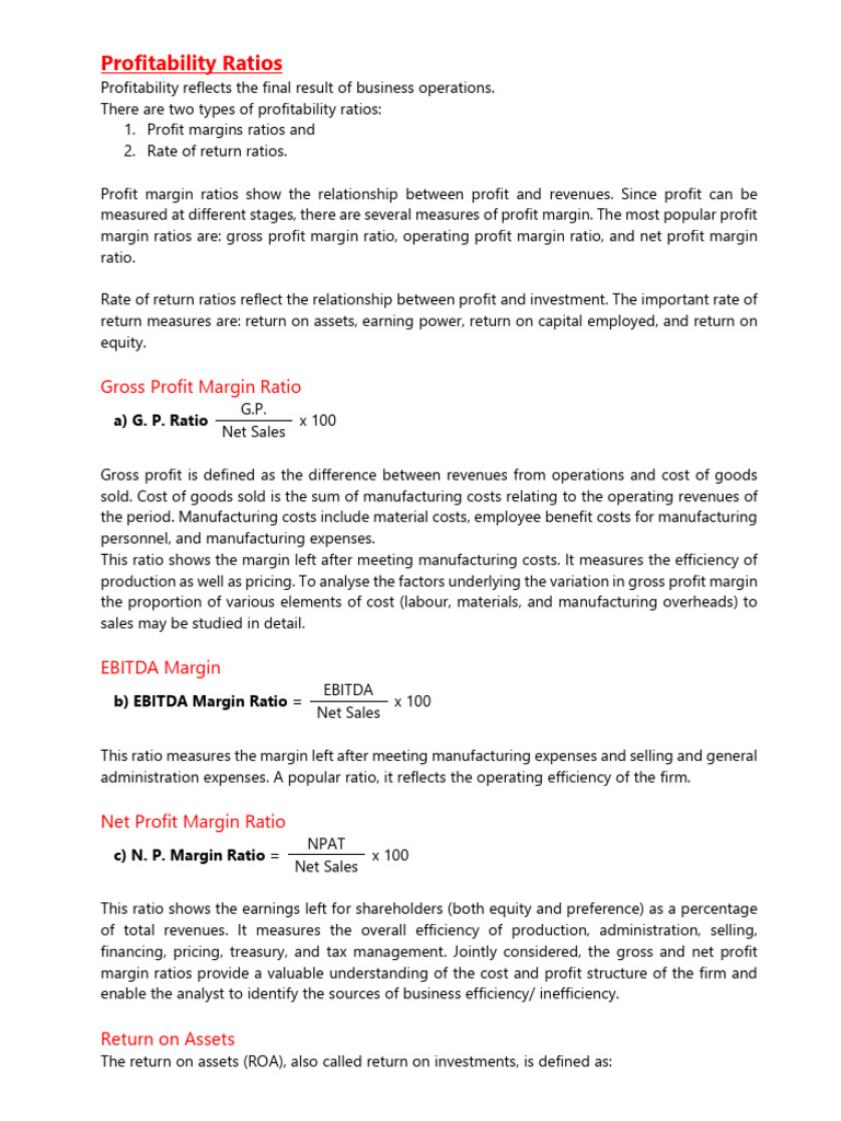 Profitability Ratios | PDF | Equity (Finance) | Gross Margin