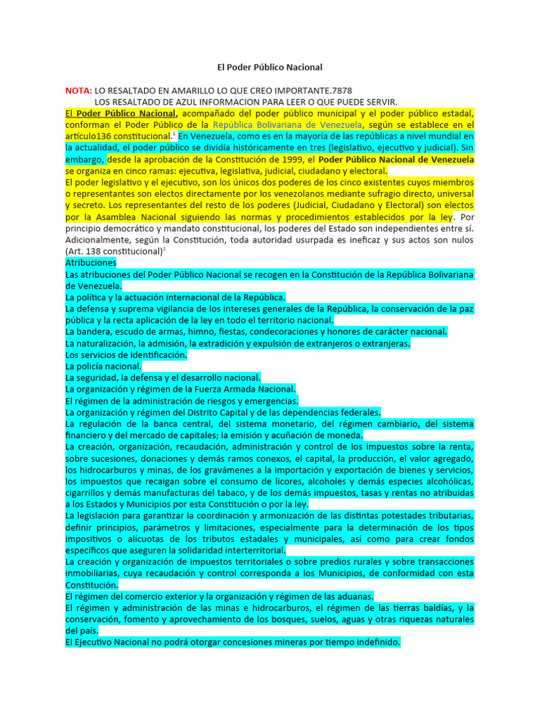 Poder Público Nacional en Venezuela | PDF | Instituciones ...