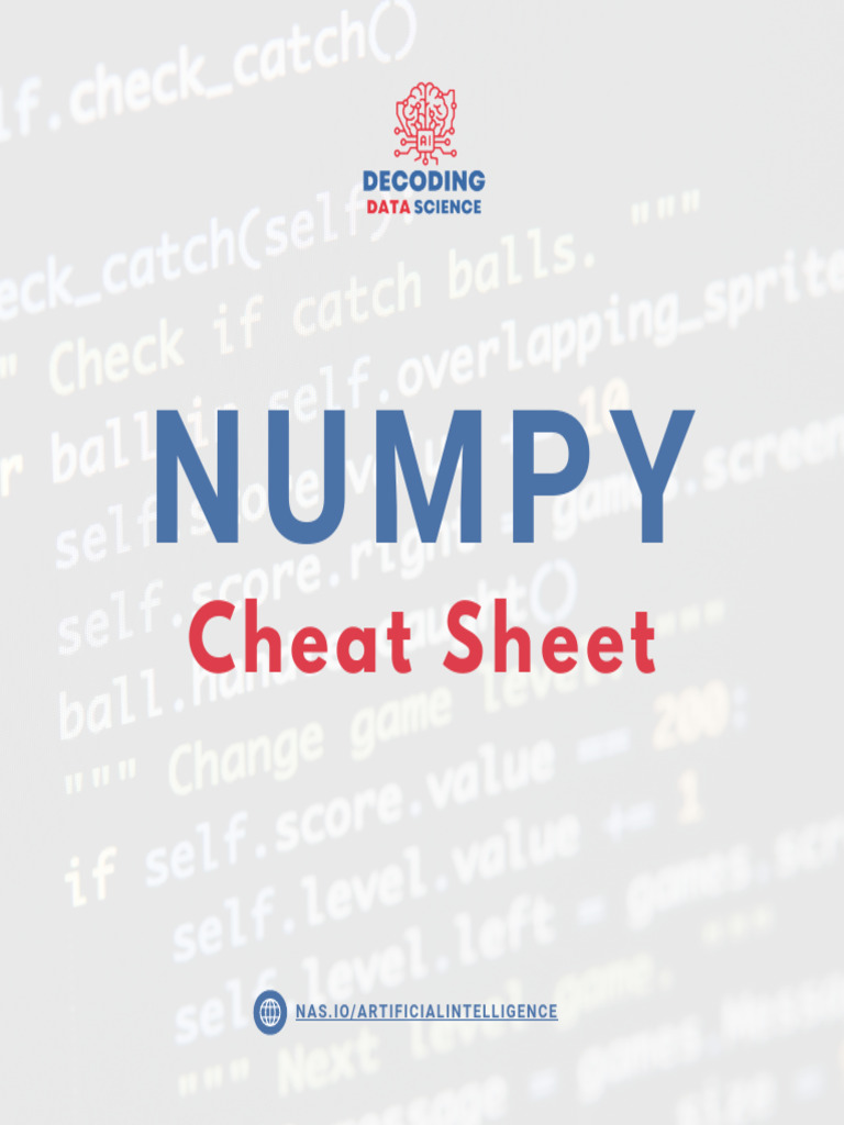 Numpy Cheat Sheet | PDF | Computing | Learning