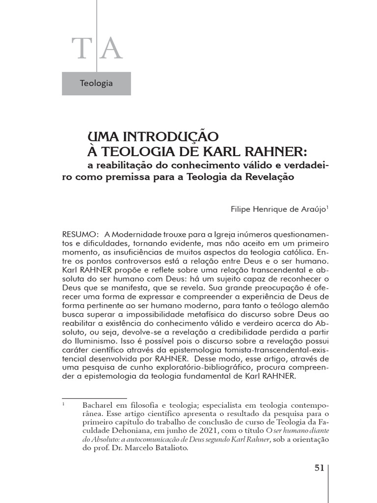 Uma Introduo Teologia de Karl Rahner | PDF | Martin Heidegger ...