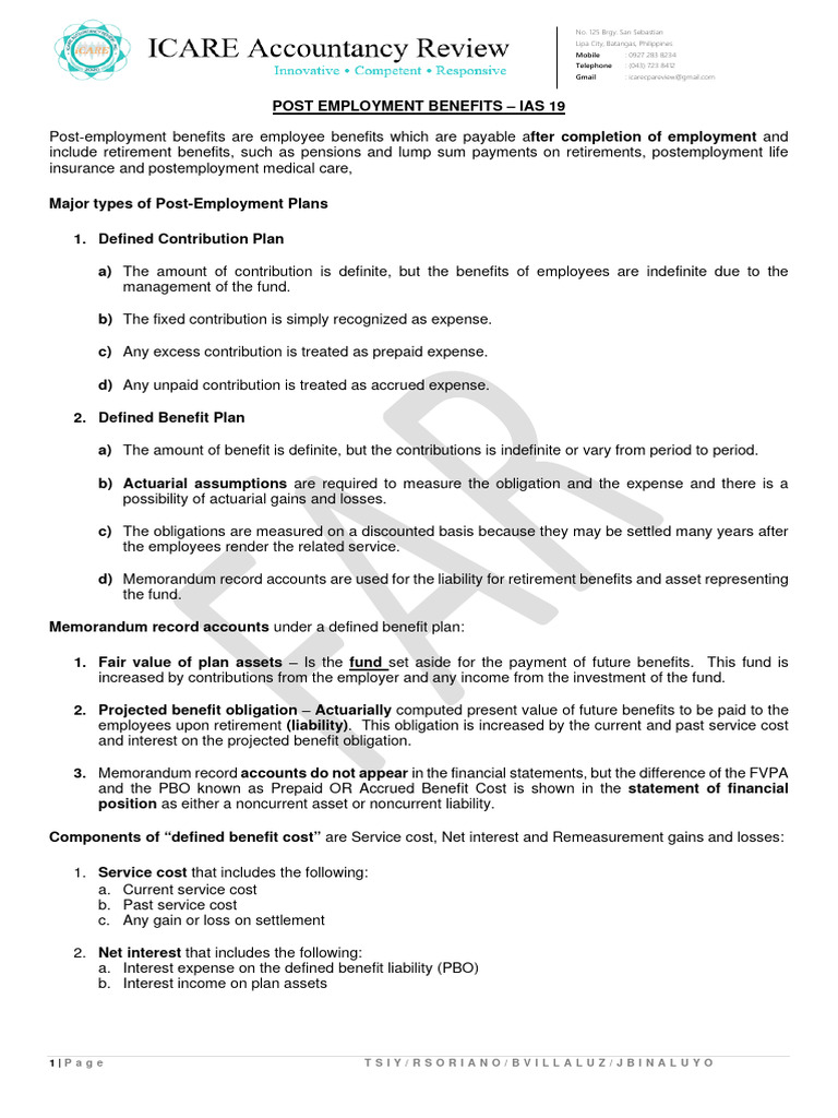 Post Employment Benefits Overview | PDF | Defined Benefit Pension Plan ...