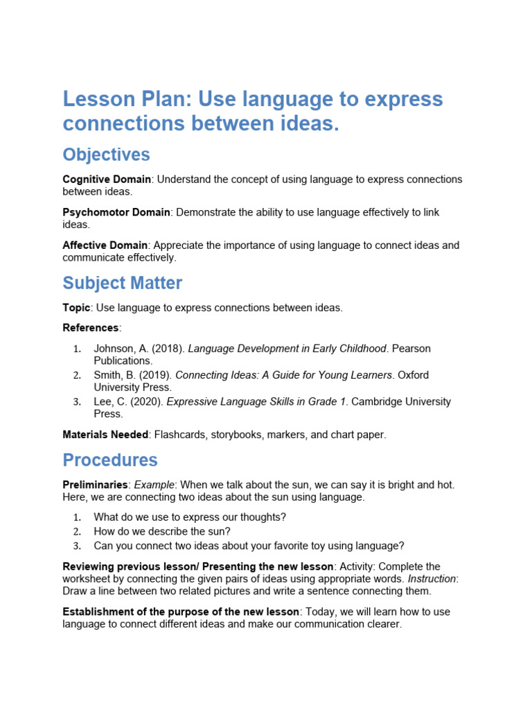 Understand The Concept of Using Language To Express Connections Between