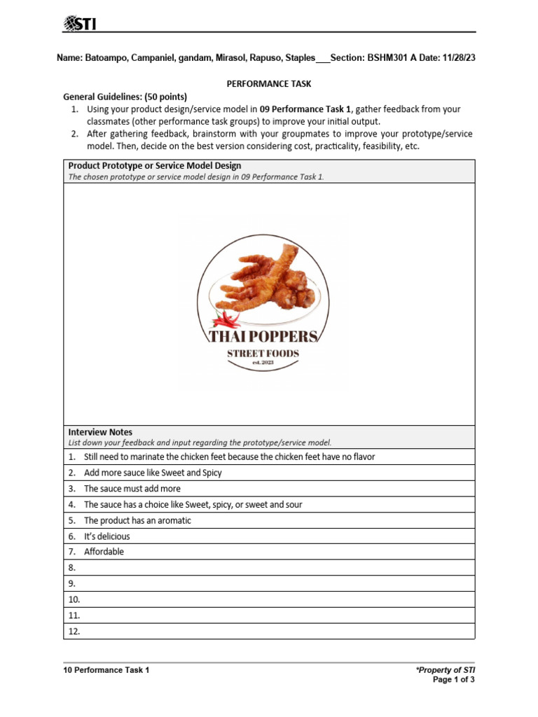 10 Performance Task 12-1 | PDF | Prototype | Supply Chain