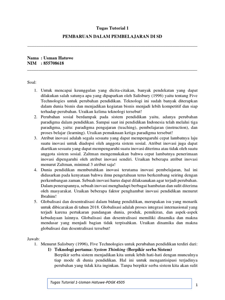 Inovasi Pembelajaran di Sekolah Dasar | PDF | Karier & Perkembangan