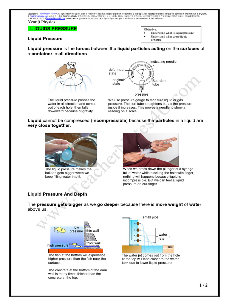 p9 8-2 Liquids-Pressure | PDF | Pressure | Liquids