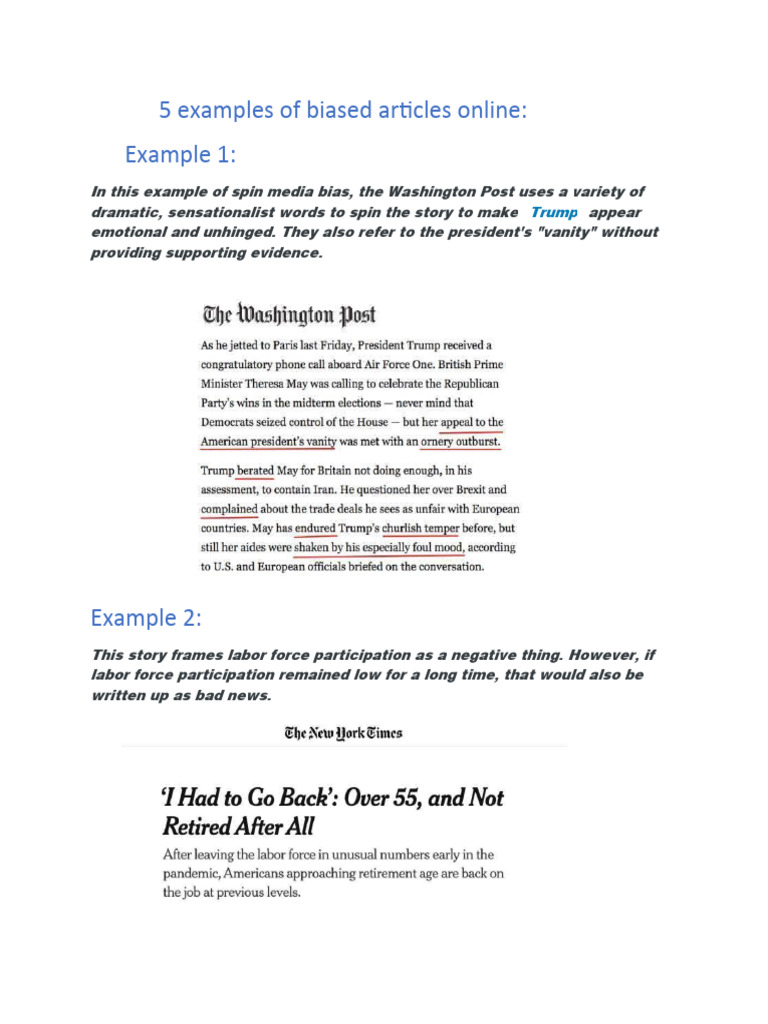 5 Examples of Biased Articles Online Example 1 Trump PDF