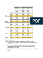 Cambridge CAIE IGCSE Model Examination Marksheet