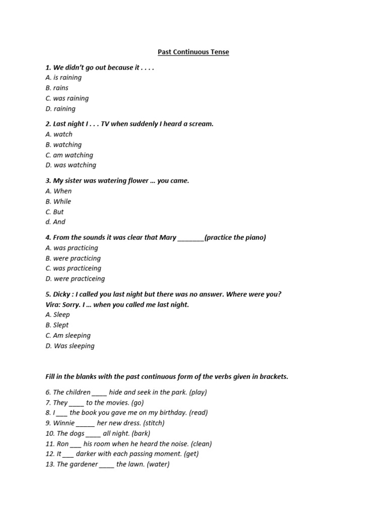 Past Continuous Pdf