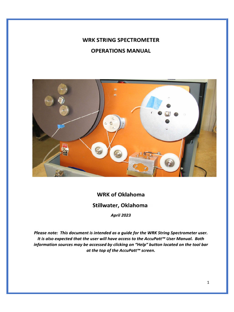WRK String Spectrometer Opertions Manual PDF