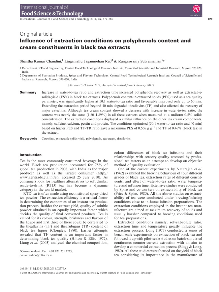 Polyphenols in Black Tea Extraction | PDF | Polyphenol | High ...