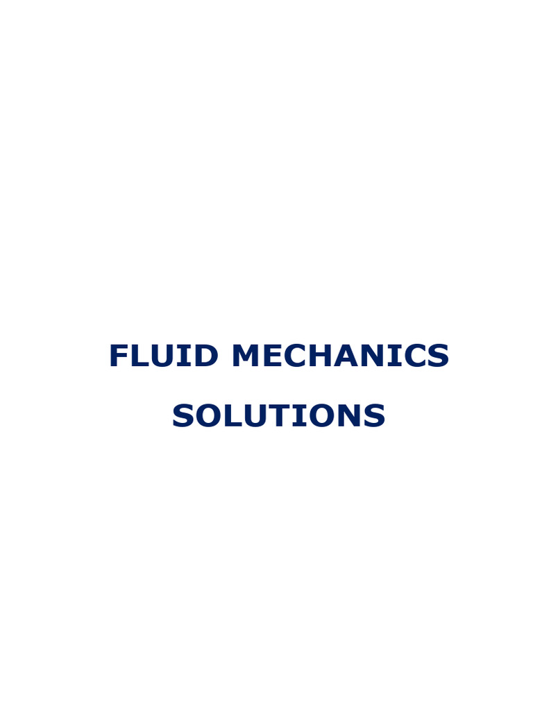Fluids Mechanics Solutions PDF Fluid Dynamics Buoyancy