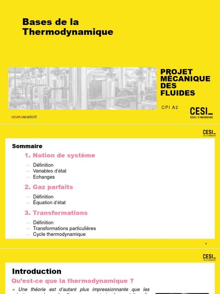 Bases de la thermodynamique PDF | PDF | Thermodynamique | Pression