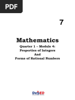 Math 7 - Q1 - WK 4 - Module 4 - Properties of Integers and Forms of Rational Numbers