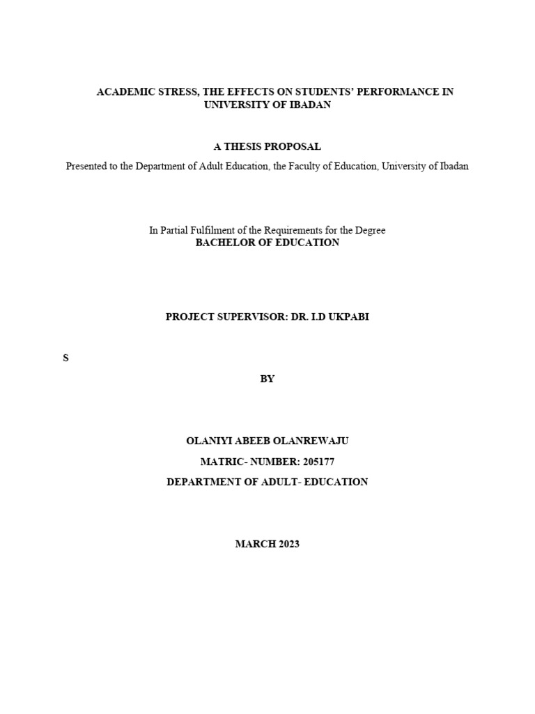 Project Proposal Pdf Methodology Stress Biology