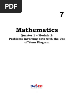 Math 7 - Q1 - WK 2 - Module 2 - Problems Involving Sets With The Use of Venn Diagram 1