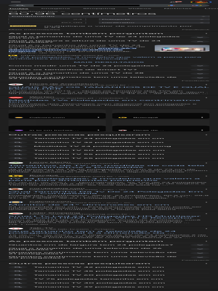 24 Polegadas em CM Altura e Largura - Pesquisa Google | PDF | Polegada ...