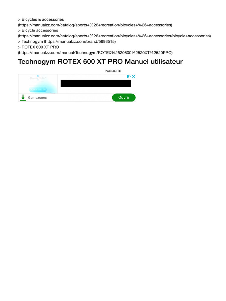 Technogym ROTEX 600 XT PRO Manuel Utilisateur - Manualzz | PDF