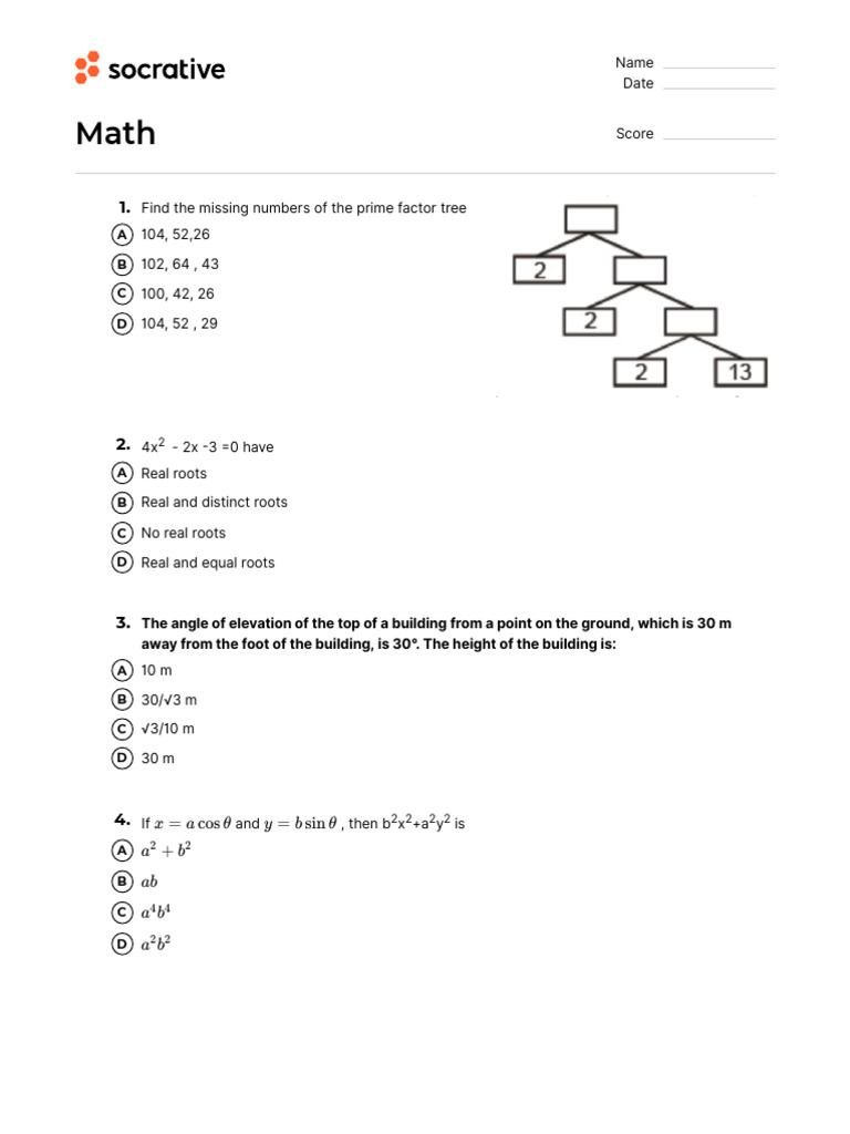 Quiz math pdf zero of a function mathematics