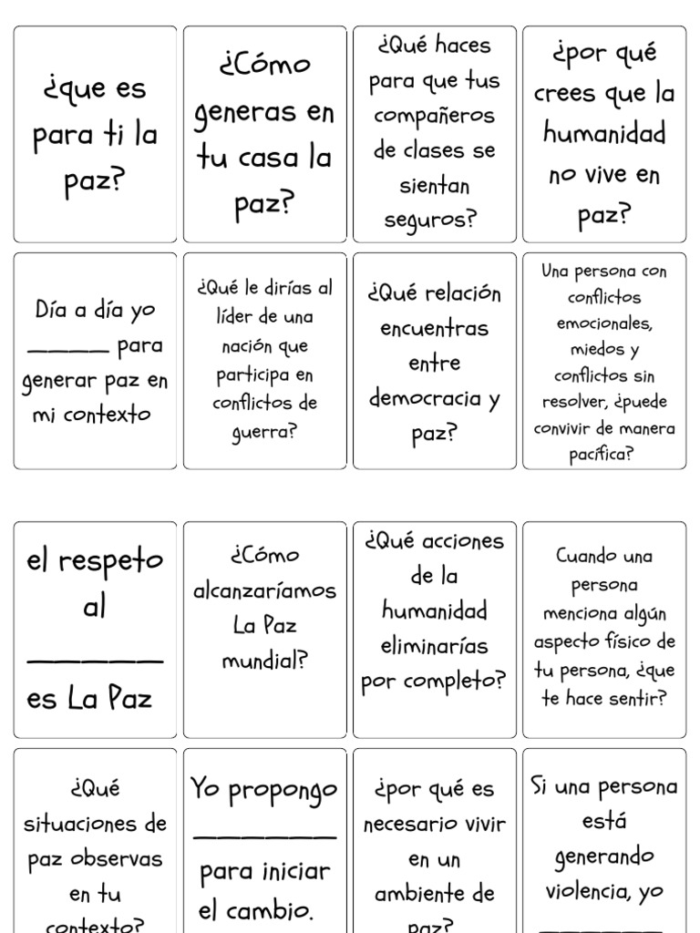 Tarjetas para fomentar la paz | PDF | Paz