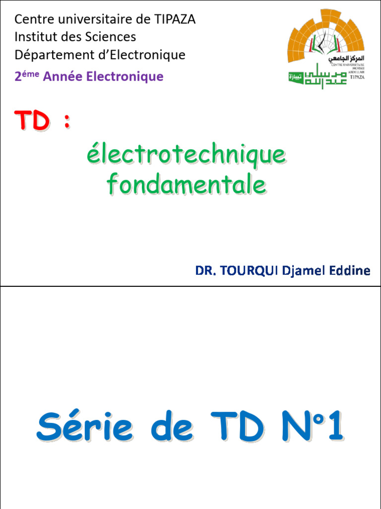 TD Électrotechnique Fondamentale 2 | PDF | Électromagnétisme | Tension ...