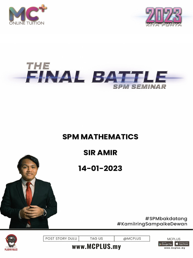 Seminar The Final Battle Maths MR Amir 14.01.2023 | PDF