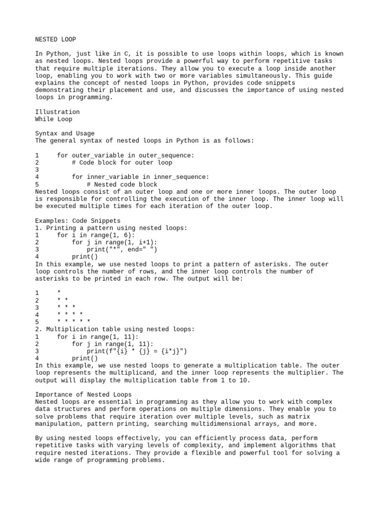 Nested Loop | PDF | Control Flow | Multiplication
