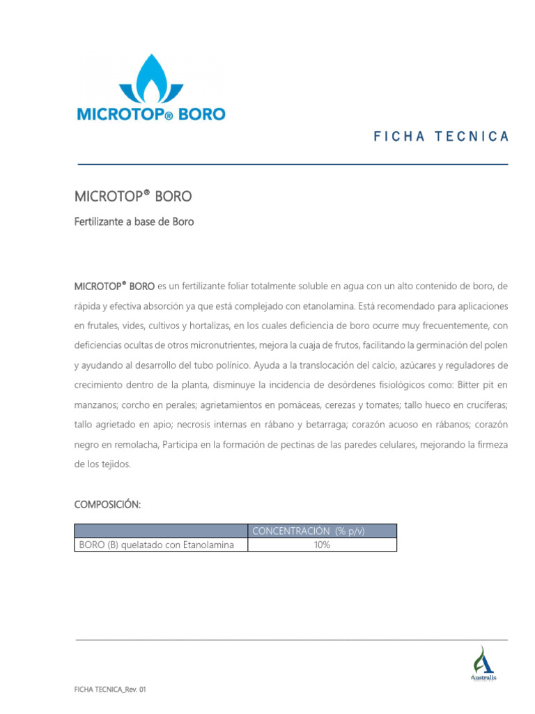 Ficha Técnica Microtop® Boro | PDF | Flores | Agricultura