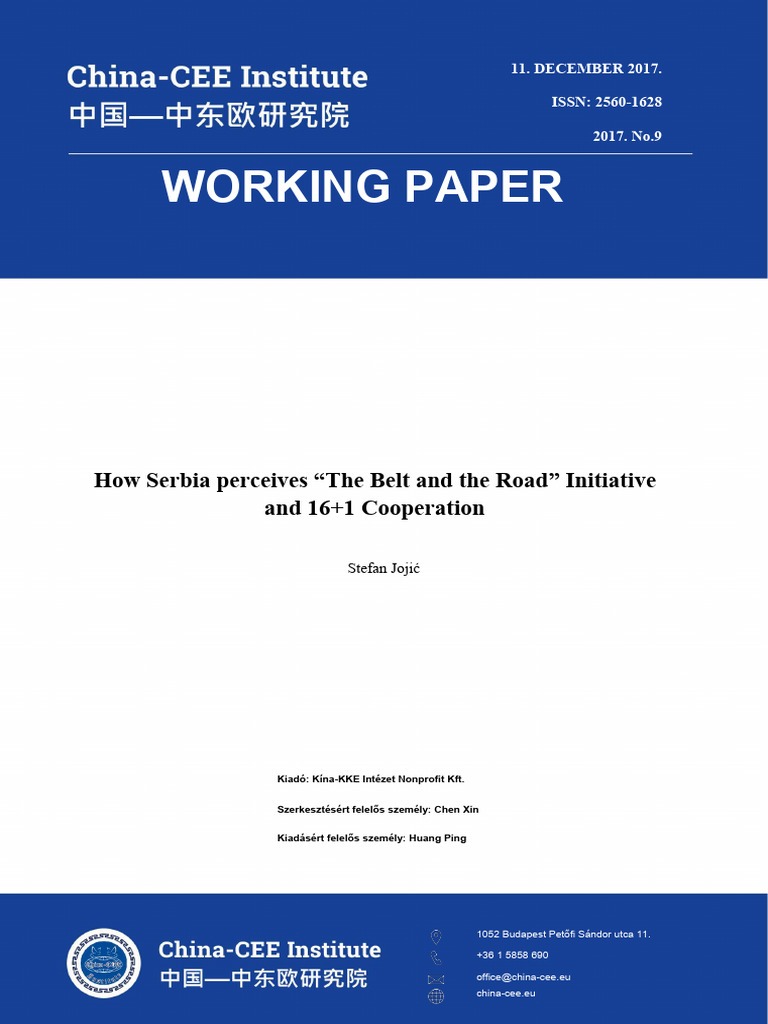 How Serbia Perceives "The Belt and The Road" Initiative and 16+1