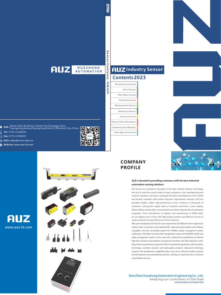 AUZ Sensors Catalogue | PDF | Technology & Engineering