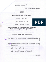 PH 101 ENPH Question Paper 2016