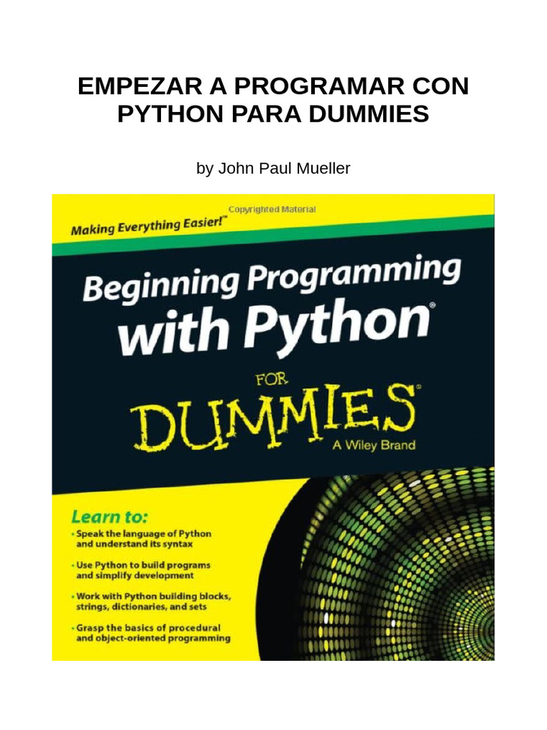 Introducción a Python para Dummies | PDF | Lenguaje de programación ...