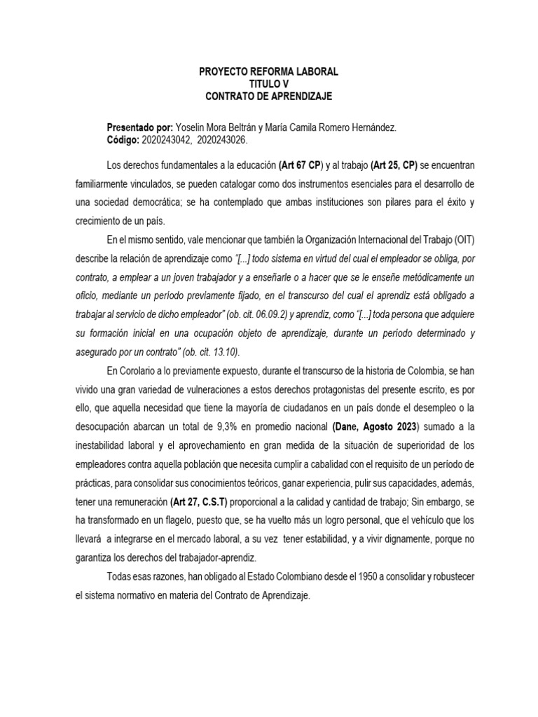 Proyecto Reforma Laboral | PDF | Derecho laboral | Salario